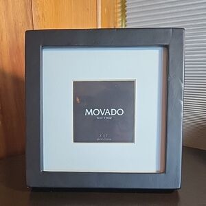 Movado Designer Black Leather Photo Frame